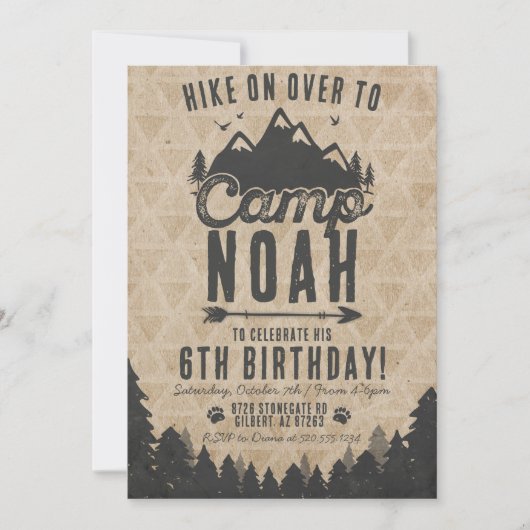 Invitation d'anniversaire du camping (Devant)