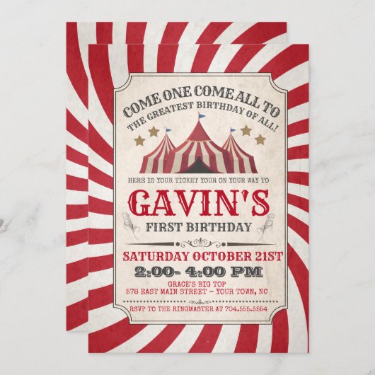 Invitation d'anniversaire du Carnaval (Devant / Derrière)