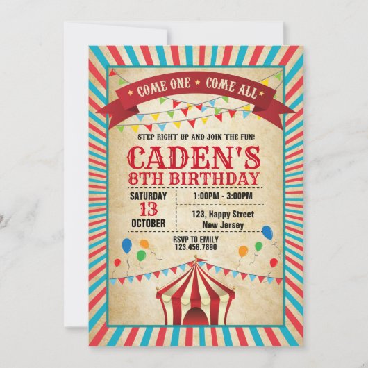 Invitation d'anniversaire du Carnaval (Devant)
