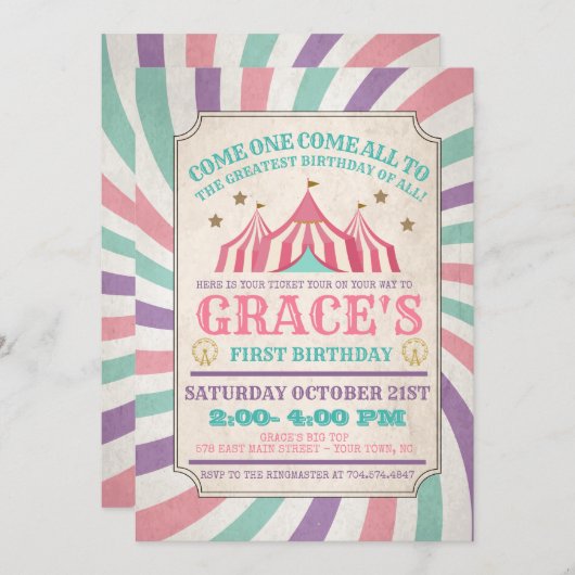 Invitation d'anniversaire du Carnaval (Devant / Derrière)