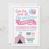 Invitation d'anniversaire du Carnaval (Devant)