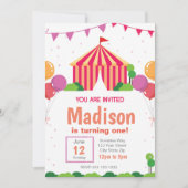 Invitation d'anniversaire du Carnaval rose (Devant)