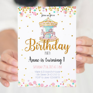 Invitation d'anniversaire du carrousel