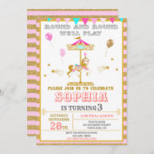 Invitation d'anniversaire du carrousel Fête du par (Devant / Derrière)