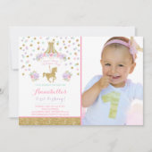 Invitation d'anniversaire du carrousel Floral Pink (Devant)