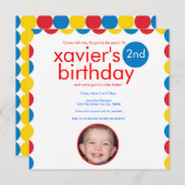 Invitation d'anniversaire du cercle de couleurs pr (Devant / Derrière)