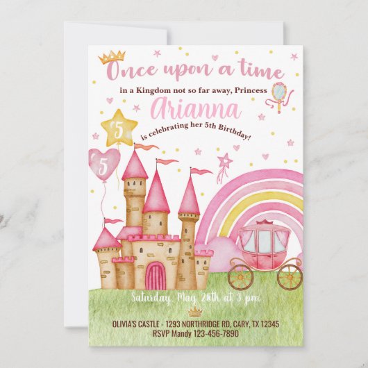 Invitation d'anniversaire du château du Royaume de (Devant)
