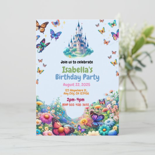 Invitation d'anniversaire du château enchanté (Debout devant)