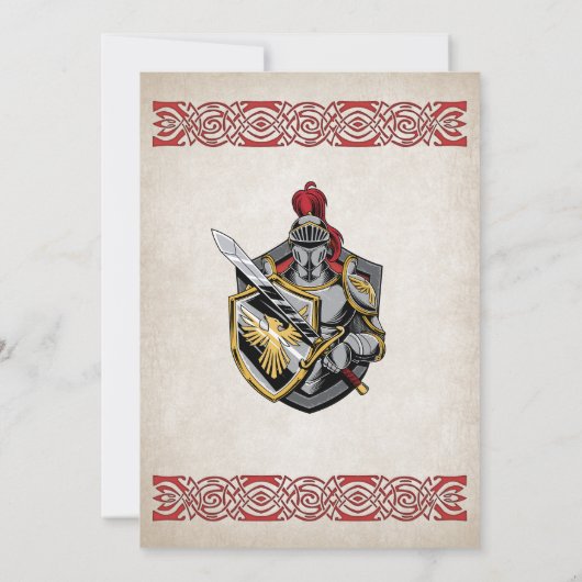 Invitation d'anniversaire du Chevalier médiéval (Dos)