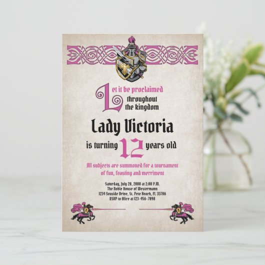 Invitation d'anniversaire du Chevalier médiéval (Debout devant)