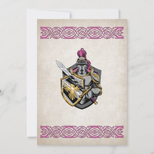 Invitation d'anniversaire du Chevalier médiéval (Dos)