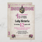 Invitation d'anniversaire du Chevalier médiéval (Devant / Derrière)