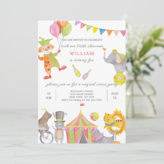 Invitation d'anniversaire du cirque (Debout devant)