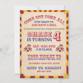 Invitation d'anniversaire du cirque (Devant)