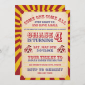 Invitation d'anniversaire du cirque (Devant / Derrière)