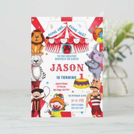 Invitation d'anniversaire du cirque (Debout devant)