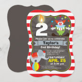 Invitation d'anniversaire du cirque (Devant / Derrière)