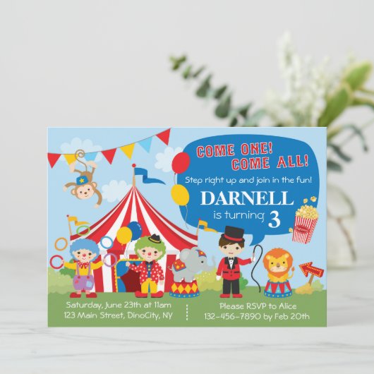 Invitation d'anniversaire du cirque (Debout devant)