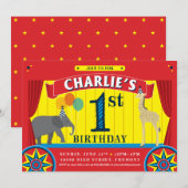 Invitation d'anniversaire du cirque animal (Devant / Derrière)