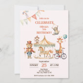 Invitation d'anniversaire du cirque animal (Devant)