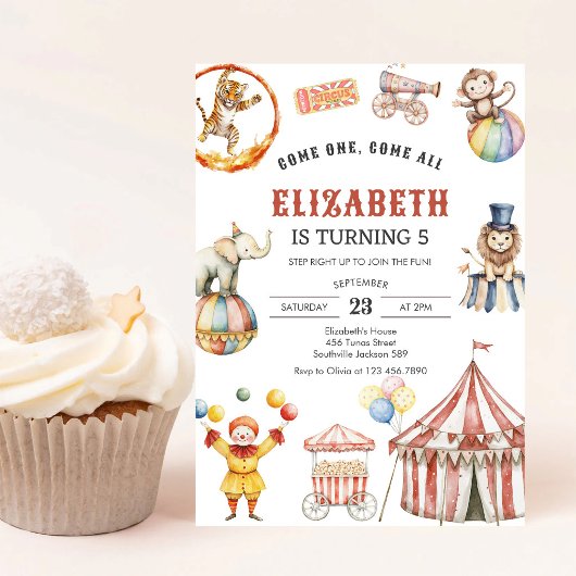 Invitation d'anniversaire du cirque de carnaval