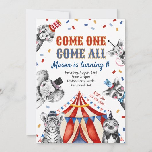 Invitation d'anniversaire du cirque | Invitation a (Devant)