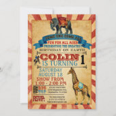 Invitation d'anniversaire du Cirque vintage (Devant)