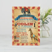 Invitation d'anniversaire du Cirque vintage (Debout devant)