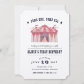 Invitation d'anniversaire du Cirque vintage (Devant)
