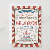 Invitation d'anniversaire du cirque vintage (Devant)
