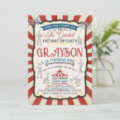 Invitation d'anniversaire du cirque vintage (Debout devant)