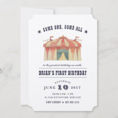 Invitation d'anniversaire du Cirque vintage (Devant)