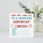 Invitation d'anniversaire du Cirque Vintage (Debout devant)
