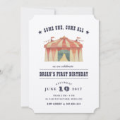 Invitation d'anniversaire du Cirque vintage (Devant)