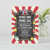 Invitation d'anniversaire du cirque vintage (Debout devant)