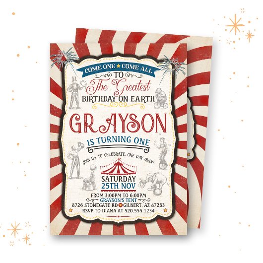 Invitation d'anniversaire du cirque vintage