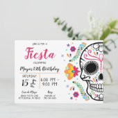 Invitation d'anniversaire du crâne mexicain Floral (Debout devant)