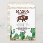 Invitation d'anniversaire du désert de Cactus Buff (Devant / Derrière)