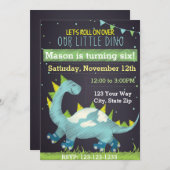 Invitation d'anniversaire du Dinosaure bleu (Devant / Derrière)