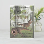 Invitation d'anniversaire du dinosaure T-Rex Tyran (Debout devant)