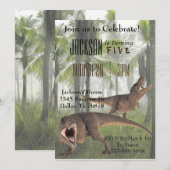 Invitation d'anniversaire du dinosaure T-Rex Tyran (Devant / Derrière)