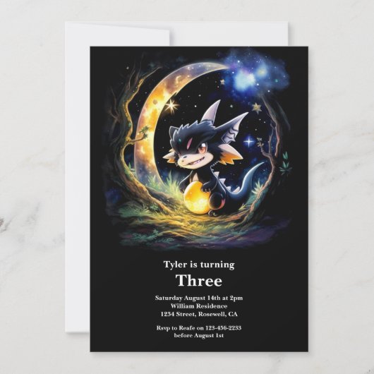 Invitation d'anniversaire du dragon (Devant)