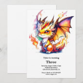 Invitation d'anniversaire du dragon (Devant / Derrière)
