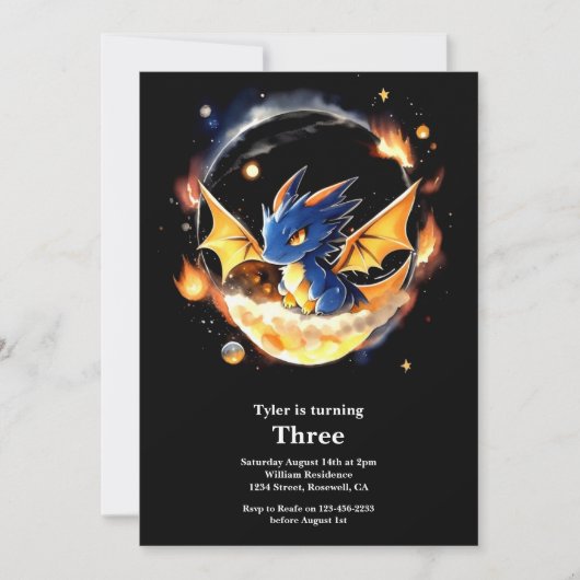 Invitation d'anniversaire du dragon (Devant)