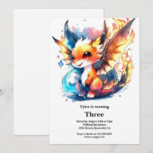 Invitation d'anniversaire du dragon (Devant / Derrière)