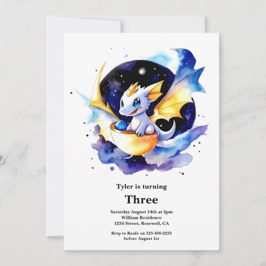 Invitation d'anniversaire du dragon (Devant)