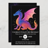 Invitation d'anniversaire du dragon à ailes crépus (Devant / Derrière)