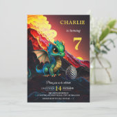 Invitation d'anniversaire du dragon de feu de volc (Debout devant)