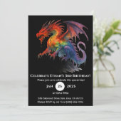 Invitation d'anniversaire du dragon de goutte d'en (Debout devant)