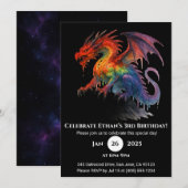 Invitation d'anniversaire du dragon de goutte d'en (Devant / Derrière)